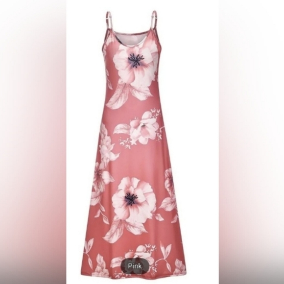 Women's Floral Pink Spaghetti Strap Dress Size XXL/14 - Picture 8 of 12